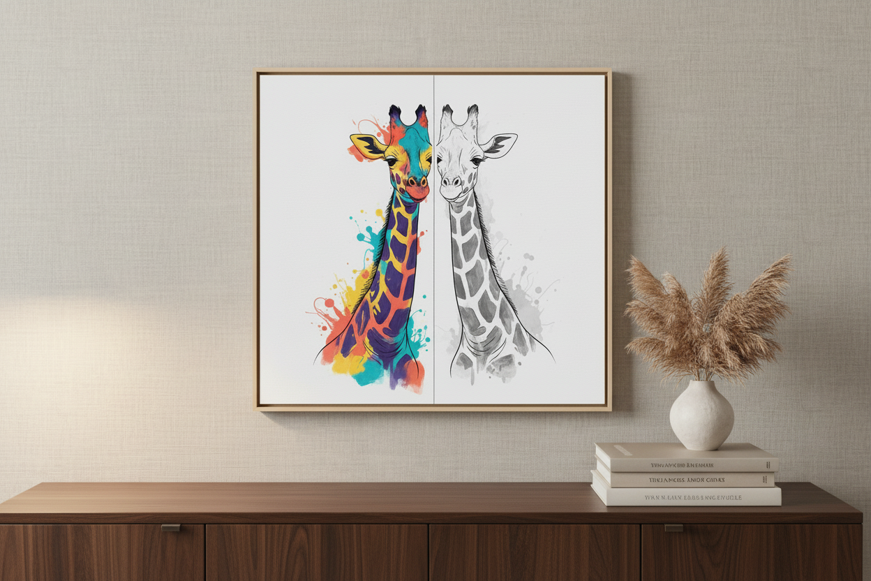 Tableau girafe coloré ou sobre : quel style choisir ?