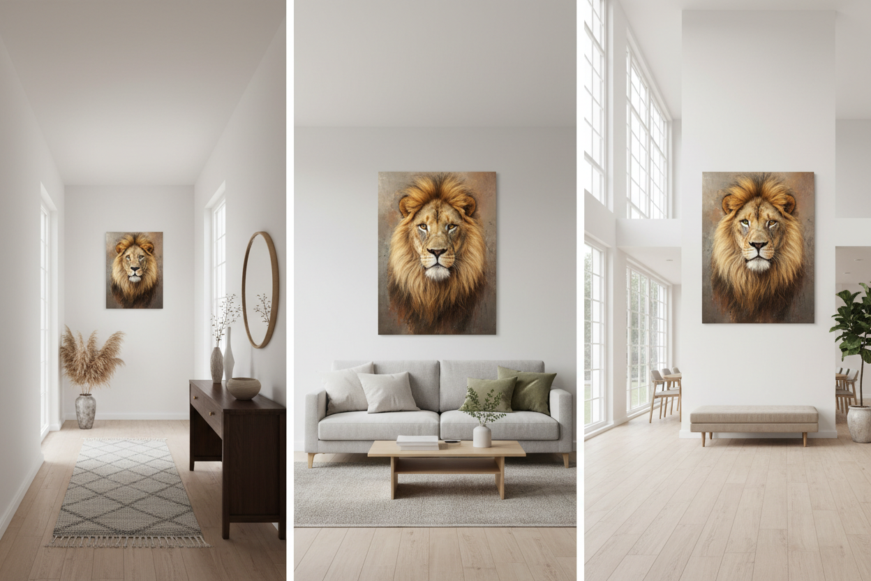 Quelle taille choisir pour un tableau lion selon son espace ?