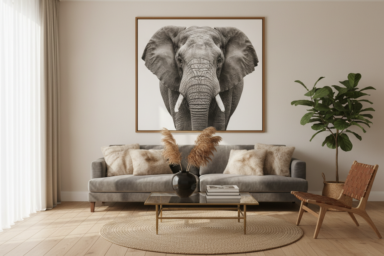 Tableau éléphant : la tendance déco sauvage qui envahit nos intérieurs