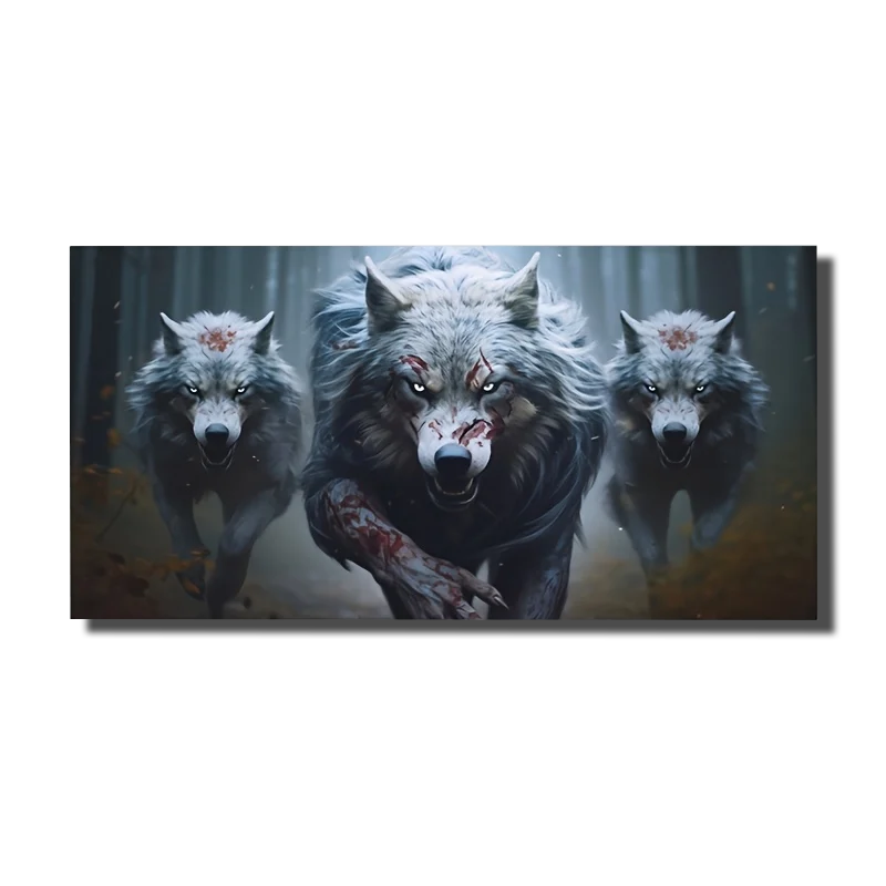 tableau avec des loups