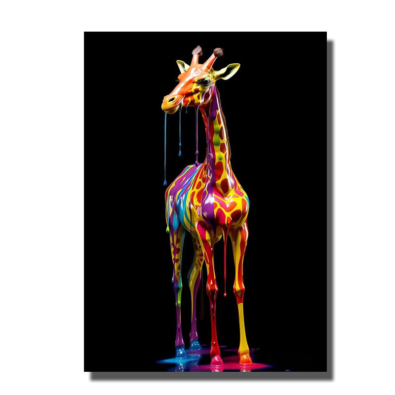 tableau girafe multicolore