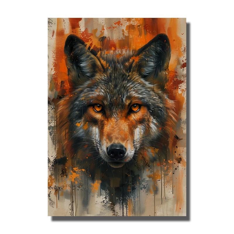 tableau triptyque loup