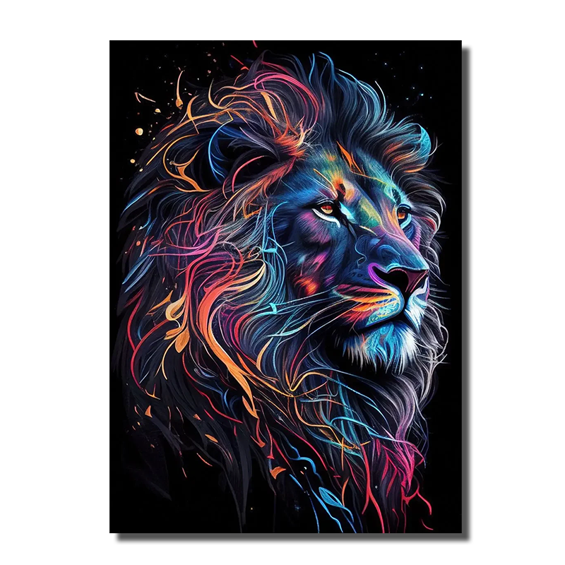 cadre lion coloré