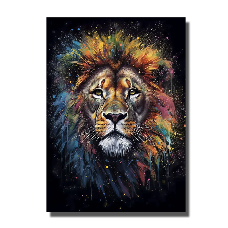 tableau lion couleur