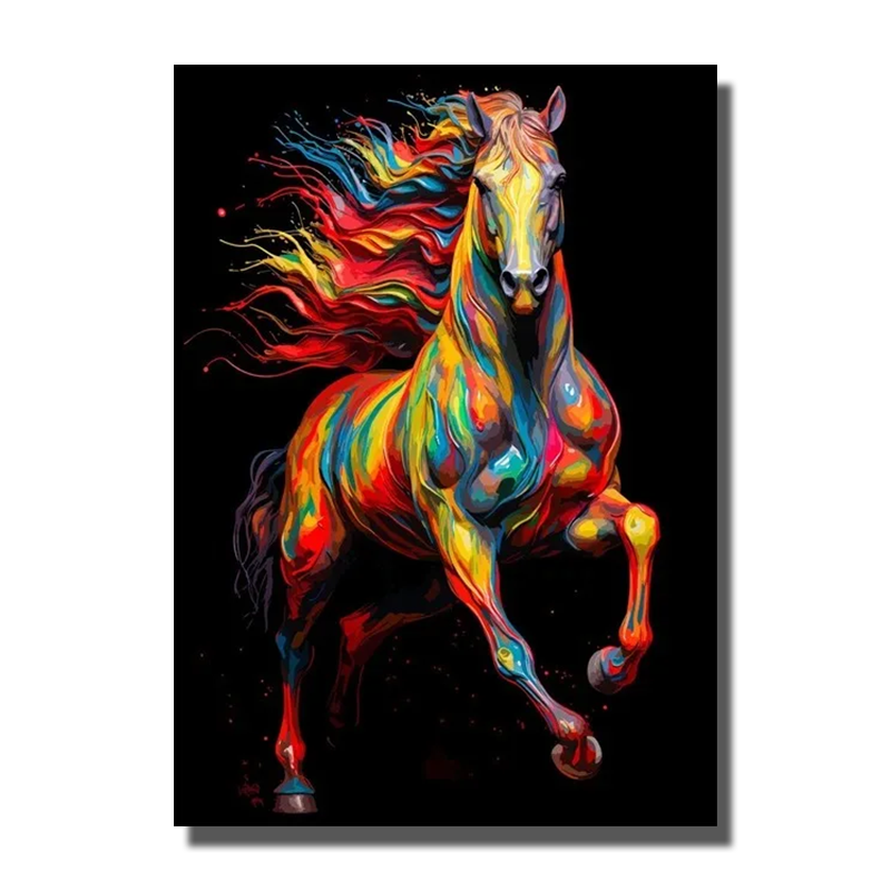 tableau cheval multicolore