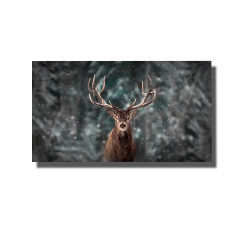 tableau cerf dans la neige
