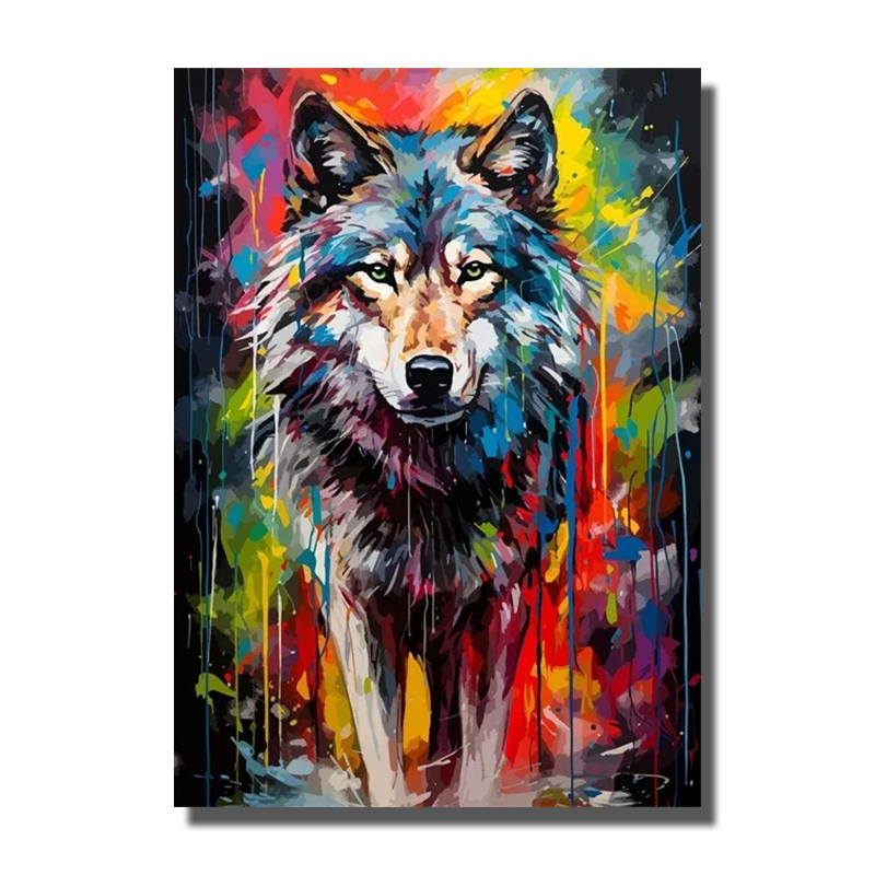 tableau loup pop art