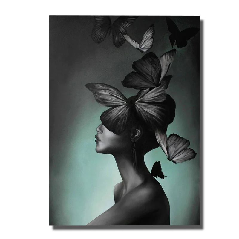 tableau femme papillon