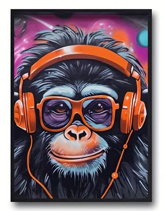 tableau singe multicolore