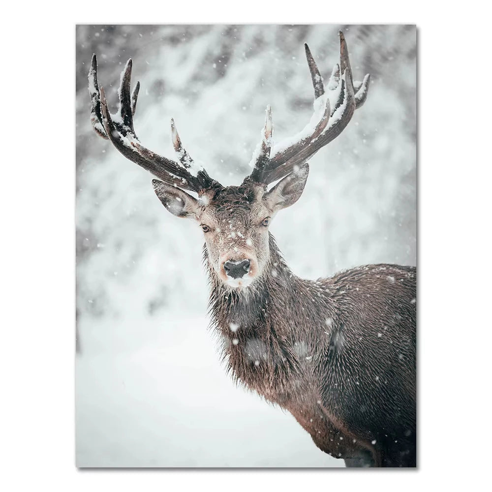 tableau cerf noir et blanc