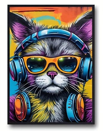 toile chat multicolore