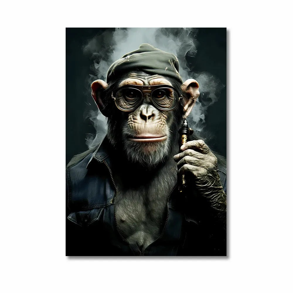 tableau singe qui fume