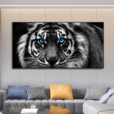 tableau tigre blanc yeux bleu