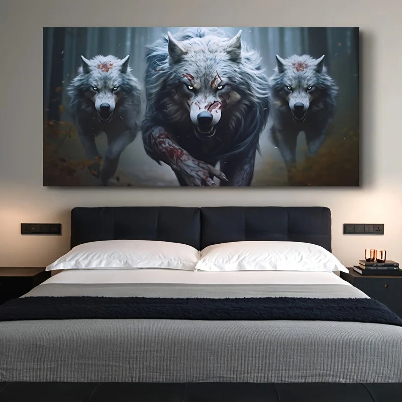 tableau avec des loups