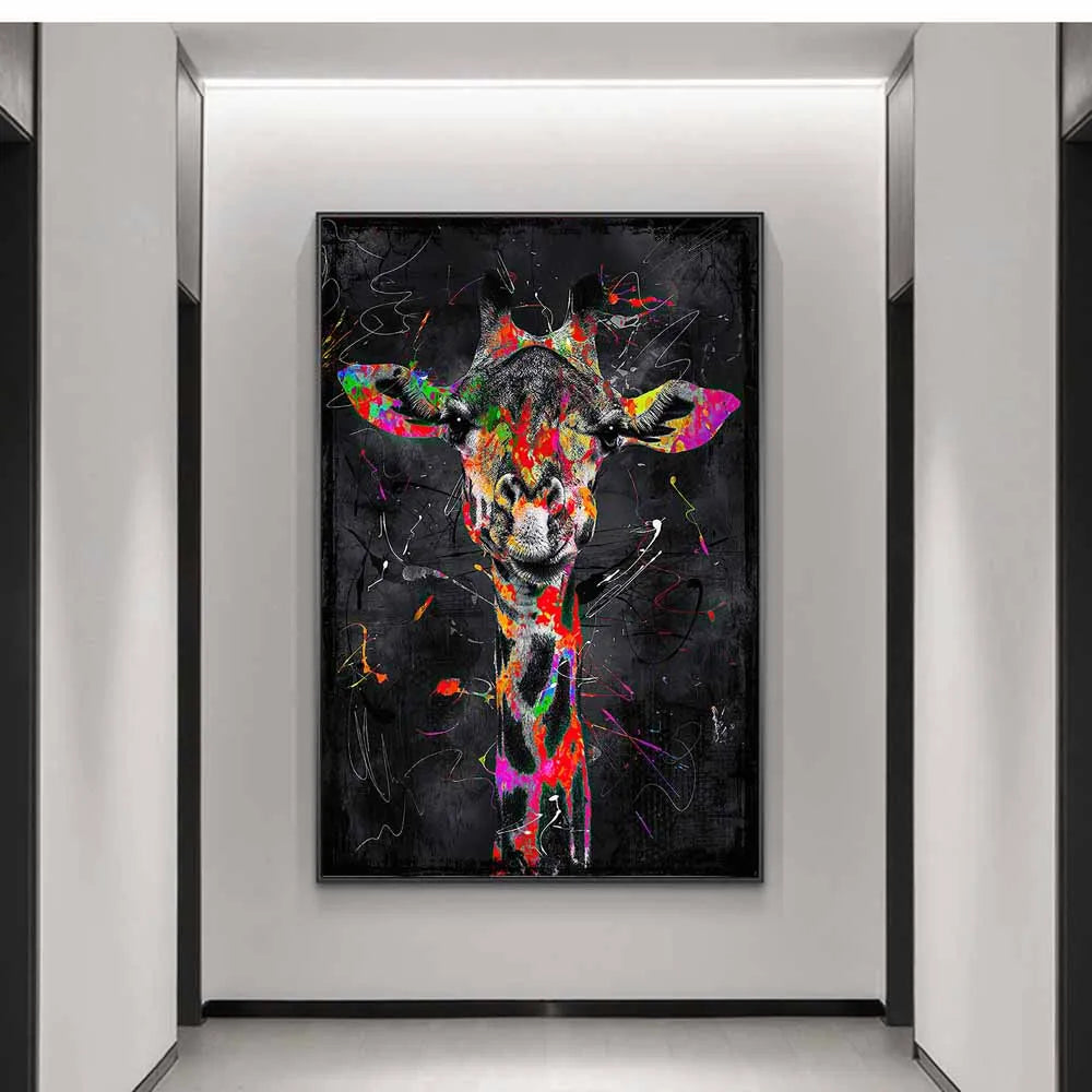 art mural girafe pop art