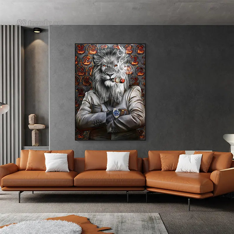 tableau moderne lion