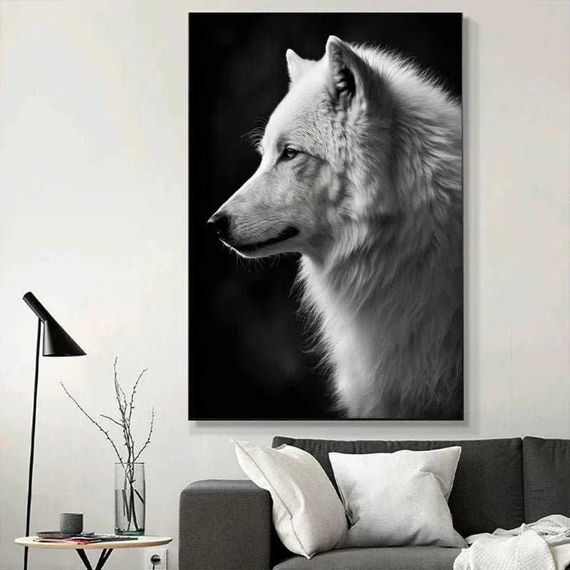 tableau chien noir et blanc