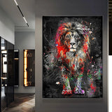 tableau peinture lion