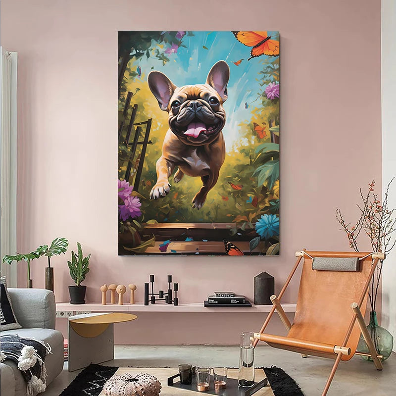 oeuvre d'art chien sur toile