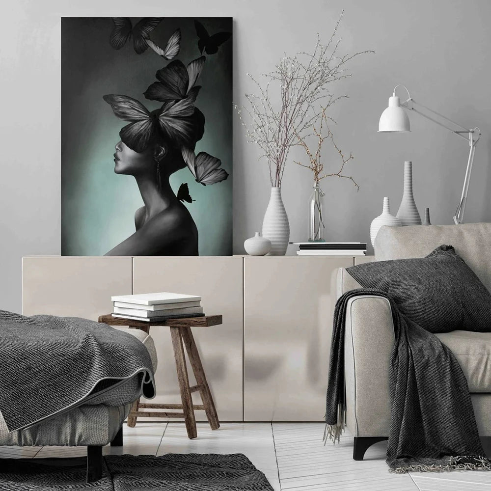 tableau femme papillon