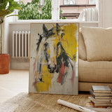 tableau abstrait avec cheval