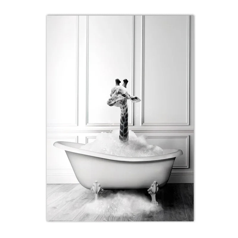 tableau girafe noir et blanc