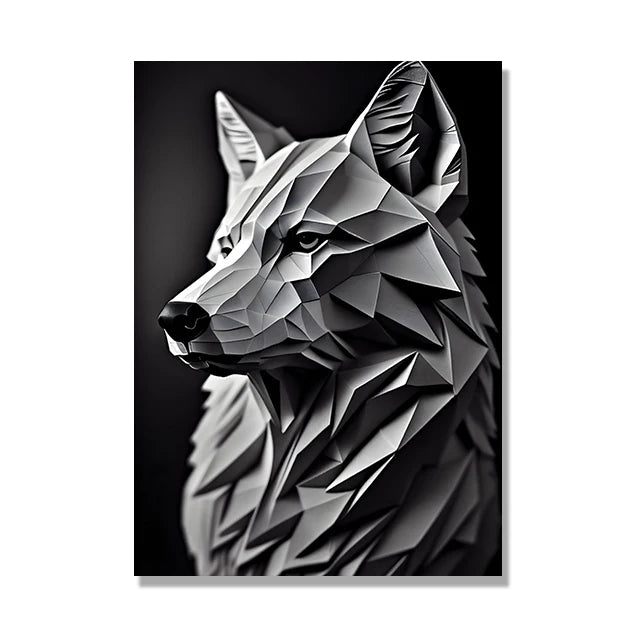 tableau loup abstrait