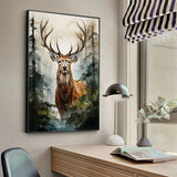 œuvre d'art cerf en bois