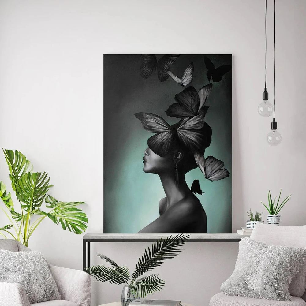 tableau femme papillon