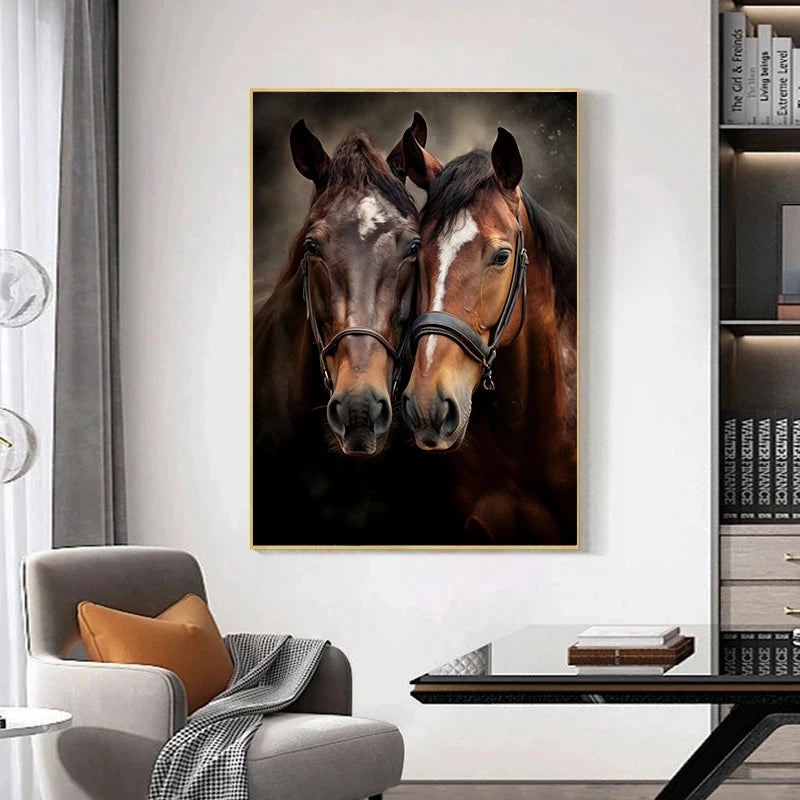 tableau d'équitation avec chevaux