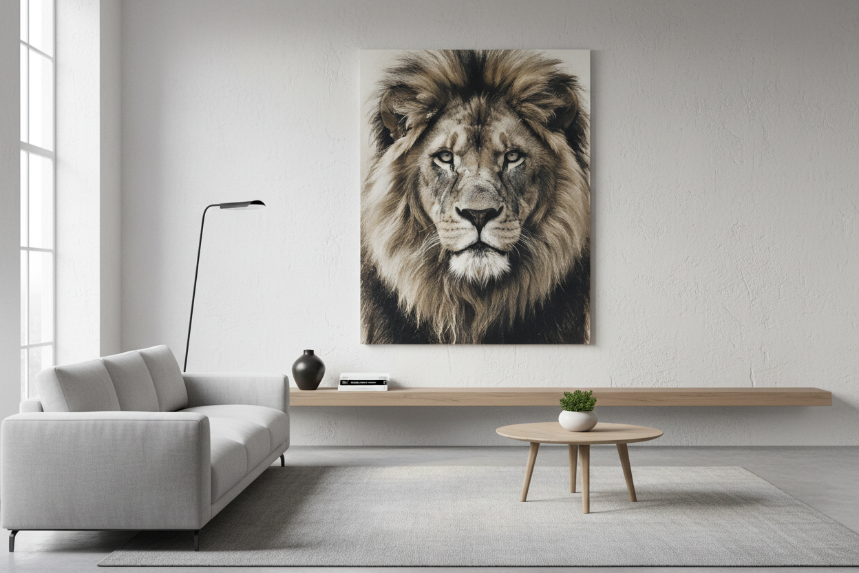 Comment intégrer un tableau lion dans une décoration moderne sans surcharger la pièce ?