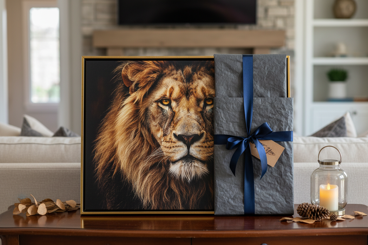 Offrir un tableau lion : une idée cadeau forte de sens
