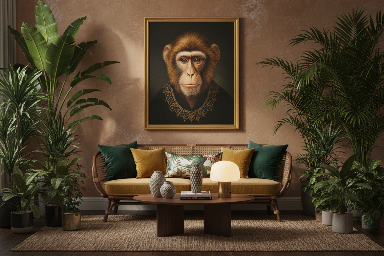Déco jungle chic : intégrer un tableau de singe dans son intérieur