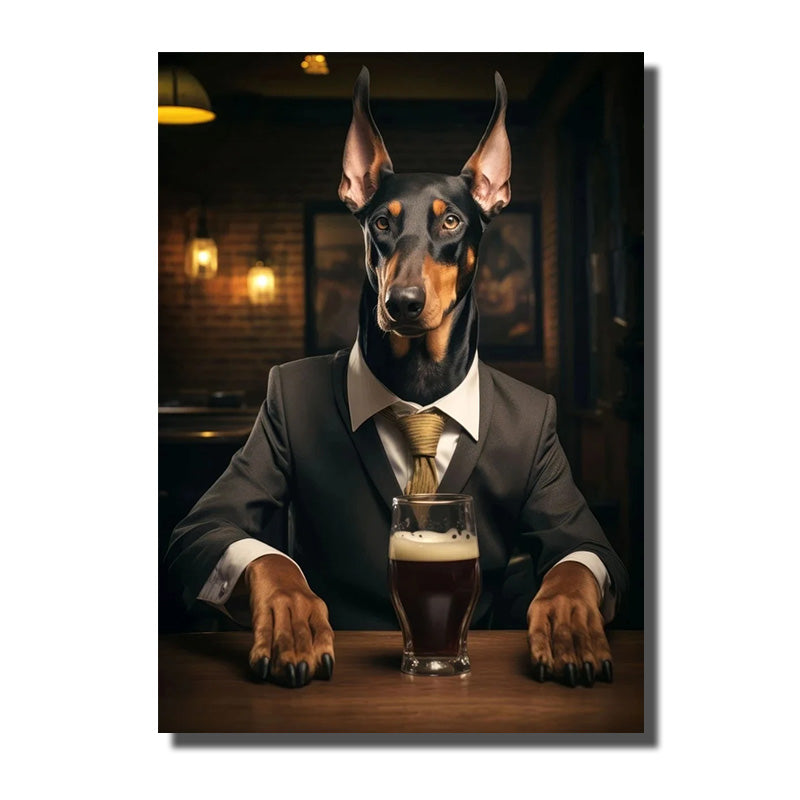 toile chien en costume