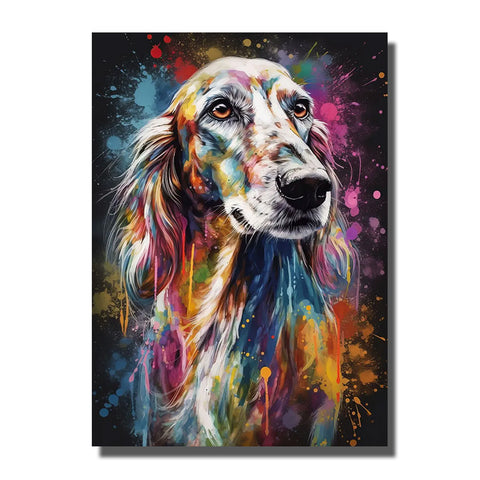 tableau chien multicolore