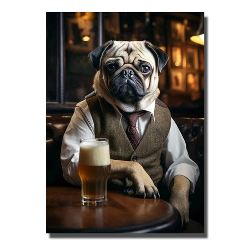tableau avec chien habillé