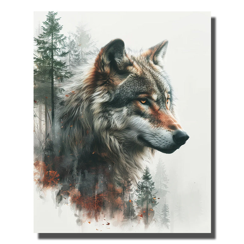 tableau loup peinture