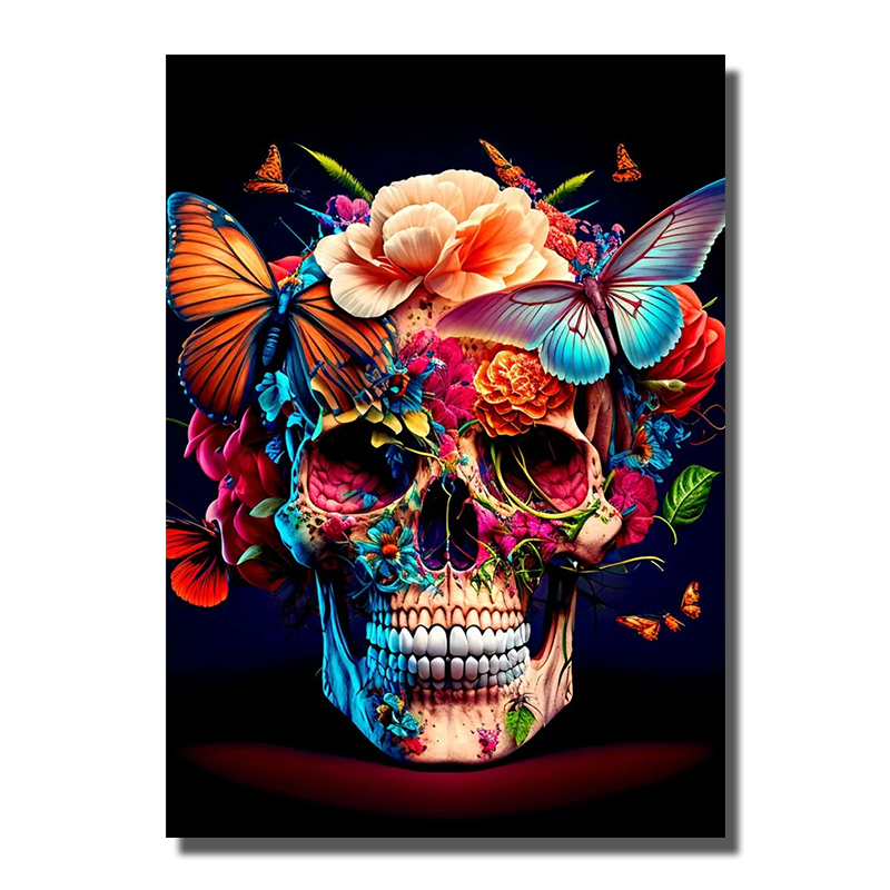 tableau tete de mort papillon