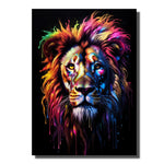 tableau lion multicolore