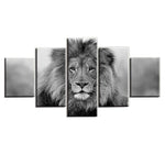 tableau 5 panneaux lion