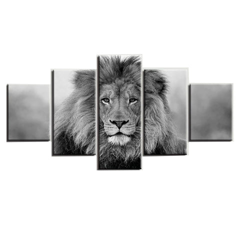 tableau 5 panneaux lion