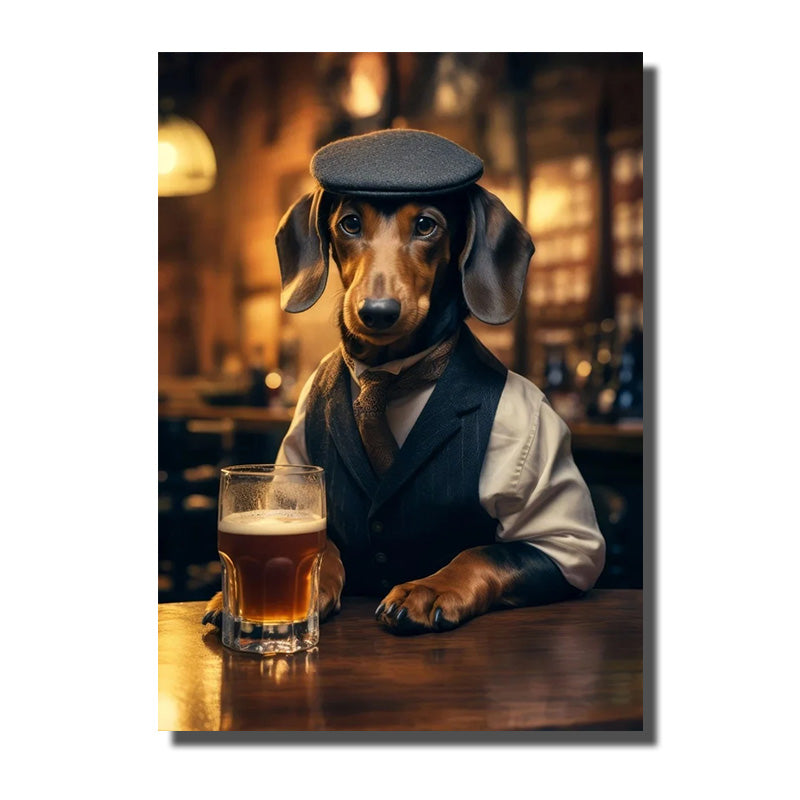 tableau de chien en costume