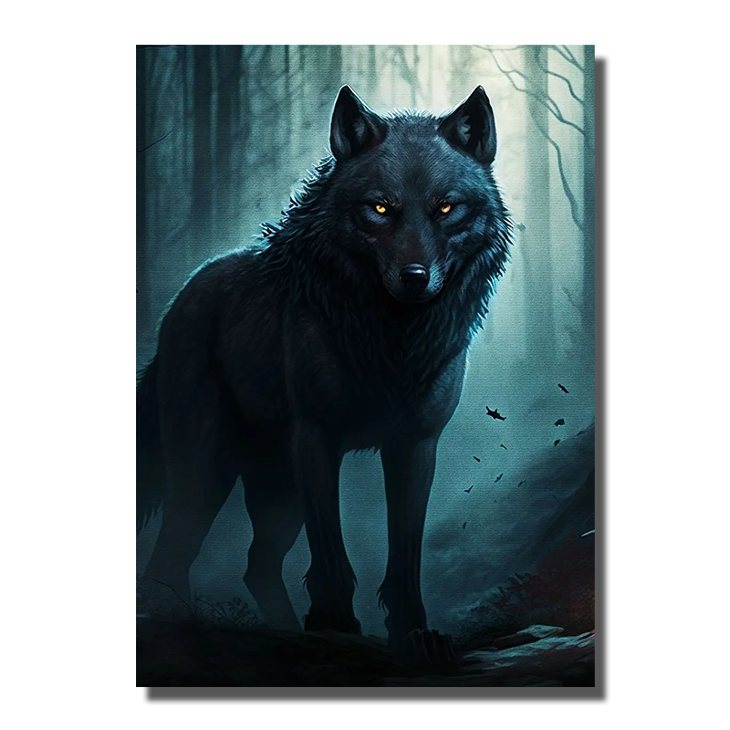tableau loup noir