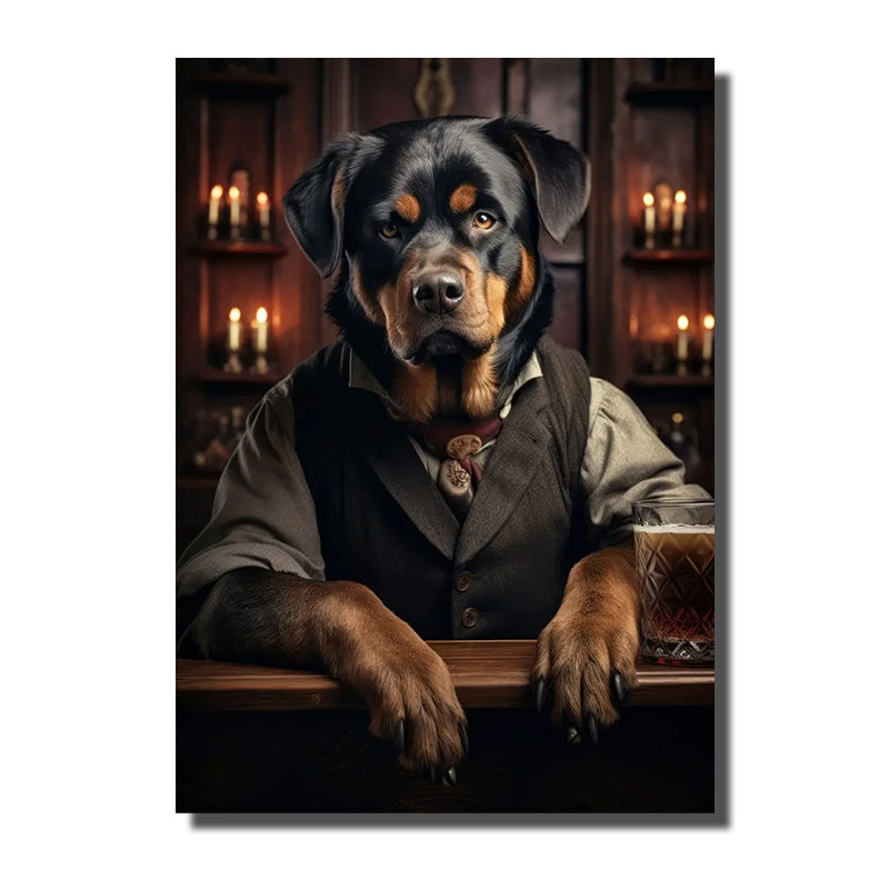 tableau chien en costume