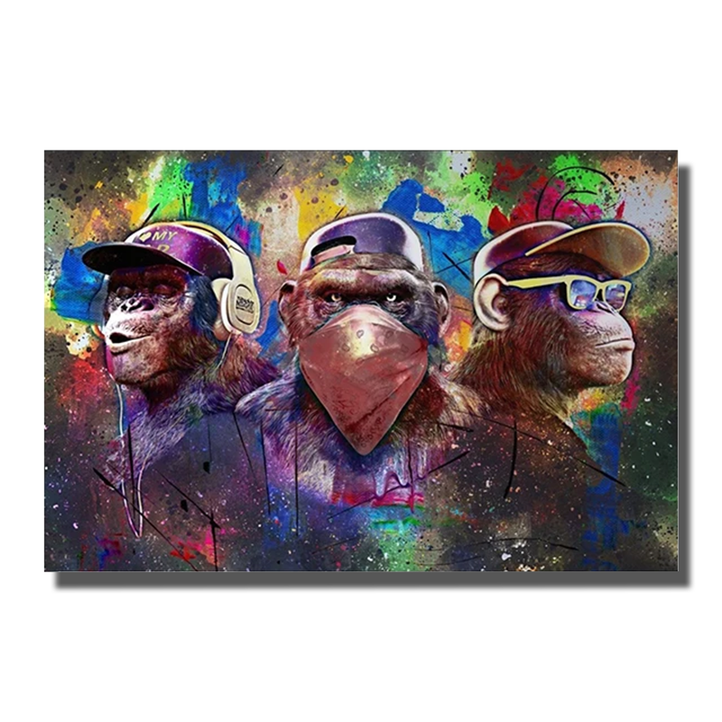 tableau 3 singes pop art