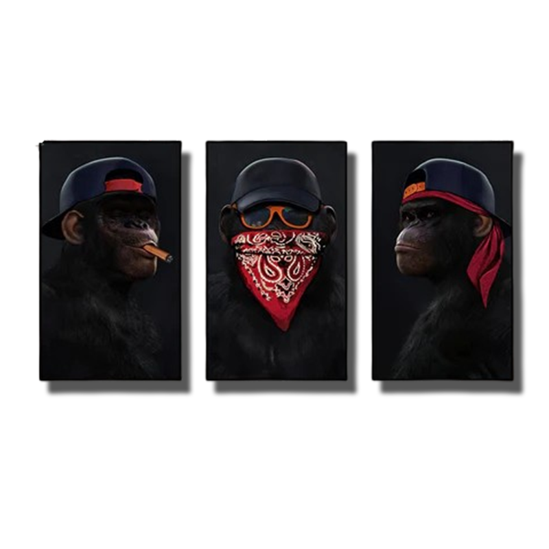 les 3 singes de la sagesse tableau