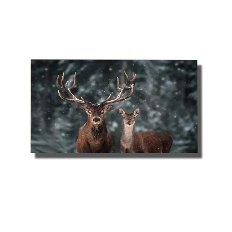 tableau cerf neige