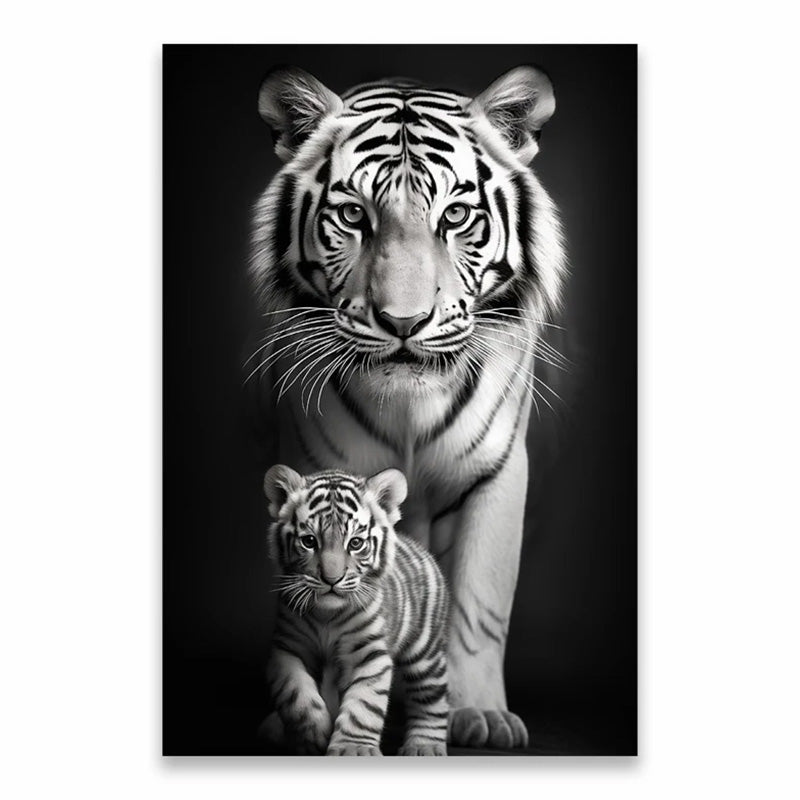 tableau tigre noir et blanc