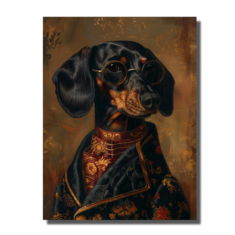 tableau homme tete de chien