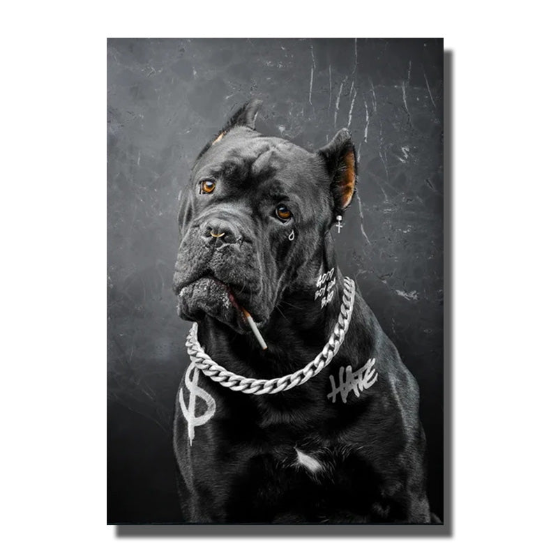 tableau avec tete de chien